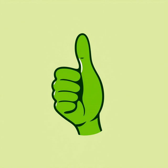 A stylized green hand with a thumb up gesture, designed in a logo style