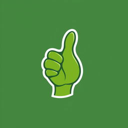 A stylized green hand with a thumb up gesture, designed in a logo style