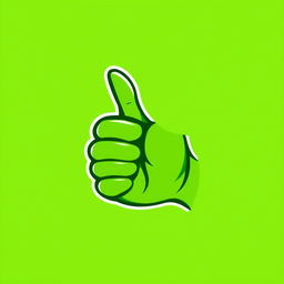 A stylized green hand with a thumb up gesture, designed in a logo style