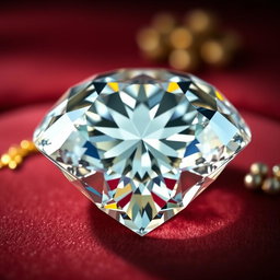 A stunning and extravagant close-up image of a diamond that exhibits a brilliant cut, showcasing its clarity, sparkle, and multifaceted brilliance
