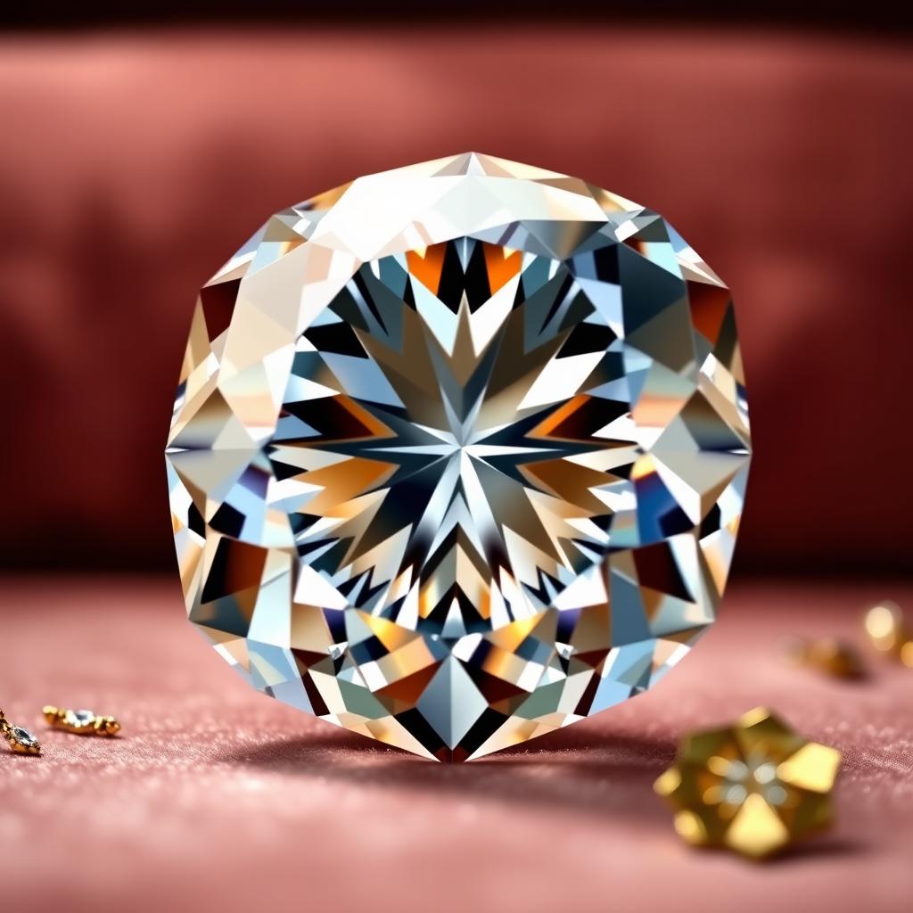 A stunning and extravagant close-up image of a diamond that exhibits a brilliant cut, showcasing its clarity, sparkle, and multifaceted brilliance