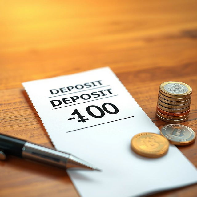 An artistic rendering of a bank deposit slip, prominently featuring the text indicating a deposit of negative ten dollars (-10) in bold letters
