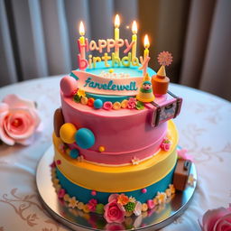 A beautifully designed birthday cake that also incorporates a farewell theme