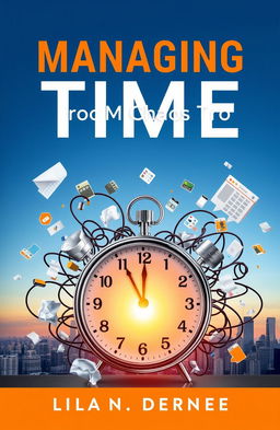 A visually captivating book cover design titled 'Managing Time: From Chaos to Control'