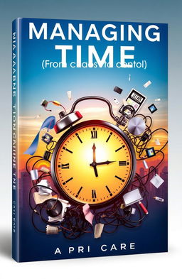 A visually captivating book cover design titled 'Managing Time: From Chaos to Control'