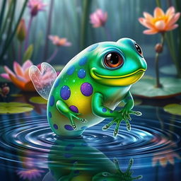 A slaad toadpole, a fantastical, creature resembling a hybrid of a colorful toad and a tadpole
