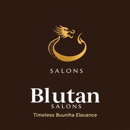 A logo design concept for 'Bhutan Salons', featuring a minimalistic outline of a Druk (Thunder Dragon) that symbolizes Bhutan’s rich identity