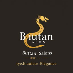 A logo design concept for 'Bhutan Salons', featuring a minimalistic outline of a Druk (Thunder Dragon) that embodies Bhutan's identity