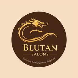 A logo design concept for 'Bhutan Salons', featuring a minimalistic outline of a Druk (Thunder Dragon) that embodies Bhutan's identity