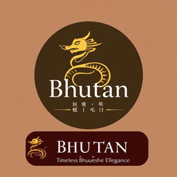 A logo design concept for 'Bhutan Salons', featuring a minimalistic outline of a Druk (Thunder Dragon) that embodies Bhutan's identity
