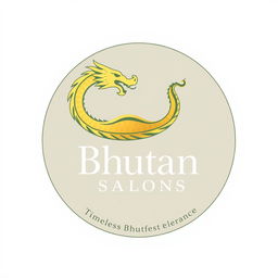 A logo design concept for 'Bhutan Salons', featuring a minimalistic outline of a Druk (Thunder Dragon) that embodies Bhutan's identity