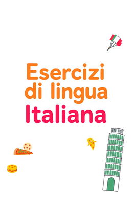 A minimalistic design for an exercise book for children, featuring the title "Esercizi di lingua Italiana" prominently on the cover