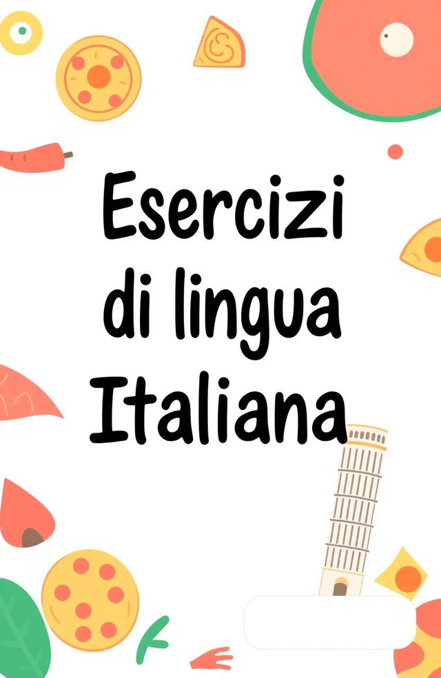 A minimalistic design for an exercise book for children, featuring the title "Esercizi di lingua Italiana" prominently on the cover