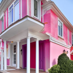 An elegant house being freshly painted, full of vibrant colors