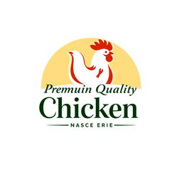 A modern and elegant logo design for a premium quality chicken brand