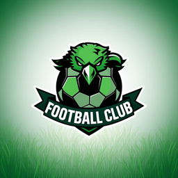 A dynamic and modern logo design for a football club, featuring a stylized football at the center, with sharp lines and bold colors like green and black