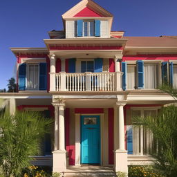 An elegant house being freshly painted, full of vibrant colors