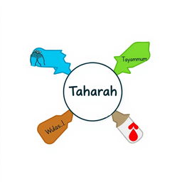 A simple and cartoonish illustration representing the concept of ‘Taharah’ (طهارت) in Islam