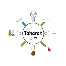 A simple and cartoonish illustration representing the concept of ‘Taharah’ (طهارت) in Islam