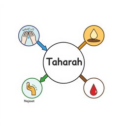A simple and cartoonish illustration representing the concept of ‘Taharah’ (طهارت) in Islam