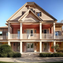 An elegant house being freshly painted, full of vibrant colors