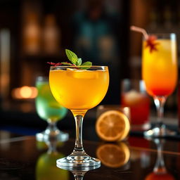 A beautifully styled cocktail featuring saffron as a prominent ingredient