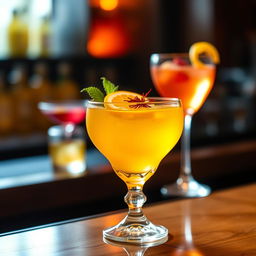 A beautifully styled cocktail featuring saffron as a prominent ingredient