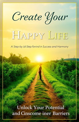 An inspirational book cover design for 'Create Your Happy Life: A Step-by-Step Guide to Success and Harmony'