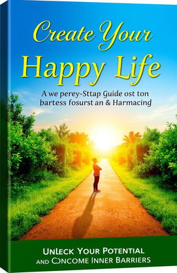 An inspirational book cover design for 'Create Your Happy Life: A Step-by-Step Guide to Success and Harmony'