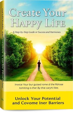 An inspirational book cover design for 'Create Your Happy Life: A Step-by-Step Guide to Success and Harmony'