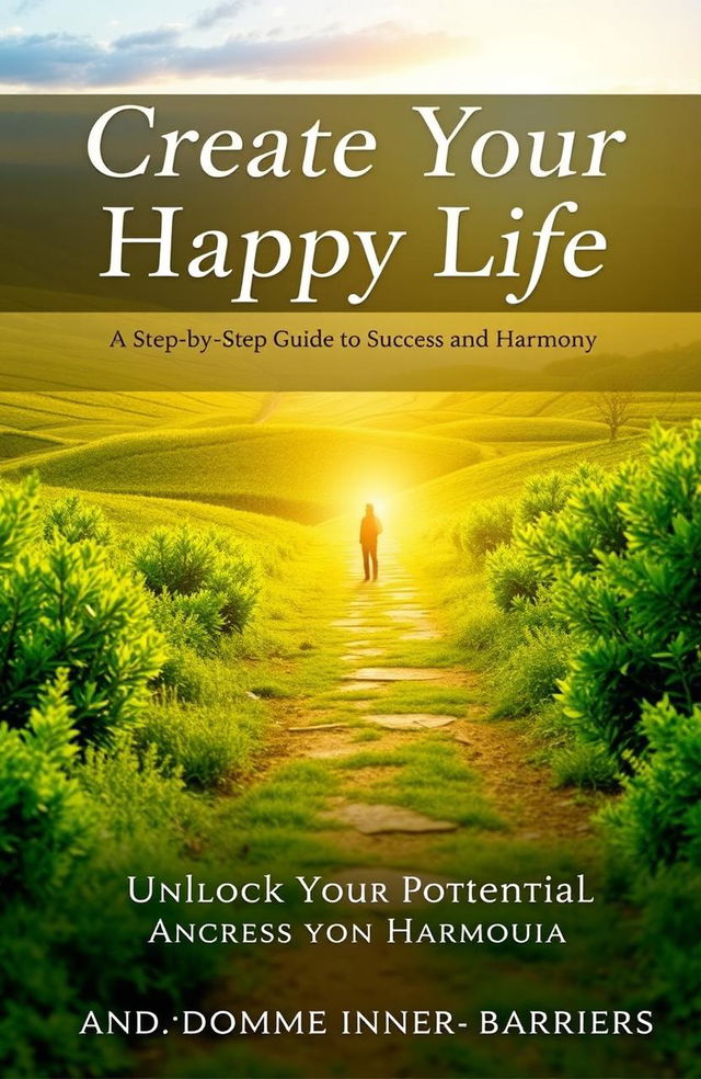 An inspirational book cover design for 'Create Your Happy Life: A Step-by-Step Guide to Success and Harmony'