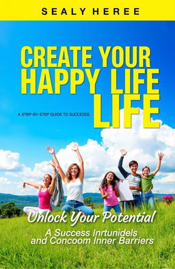 A visually appealing book cover for a self-help guide titled 'Create Your Happy Life: A Step-by-Step Guide to Success and Harmony'