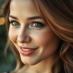 A close-up portrait of a stunning person with full, luscious lips