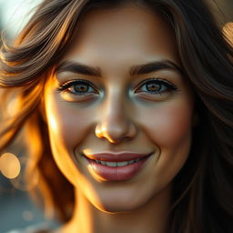 A close-up portrait of a stunning person with full, luscious lips
