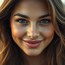A close-up portrait of a stunning person with full, luscious lips