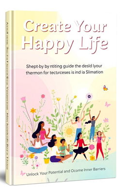 A vibrant book cover featuring the title 'Create Your Happy Life: A Step-by-Step Guide to Success and Harmony' prominently at the top in an uplifting, modern font