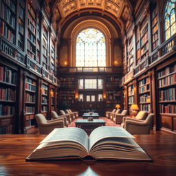 An enchanting scene of a beautifully designed library, featuring towering wooden shelves filled with a myriad of colorful books