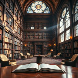 An enchanting scene of a beautifully designed library, featuring towering wooden shelves filled with a myriad of colorful books