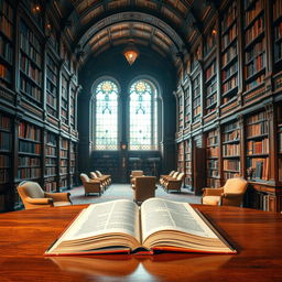 An enchanting scene of a beautifully designed library, featuring towering wooden shelves filled with a myriad of colorful books