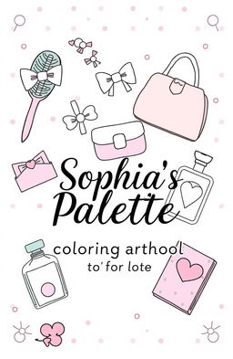 A charming and eye-catching cover design for a children's coloring book titled 'Sophia's Palette: Cute Everyday Things for Girls