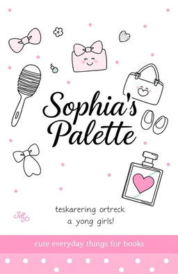 A charming and eye-catching cover design for a children's coloring book titled 'Sophia's Palette: Cute Everyday Things for Girls