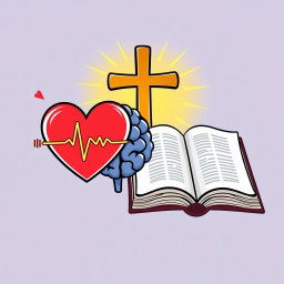 A vibrant and whimsical cartoon-style symbol representing freedom from anxiety with divine assistance