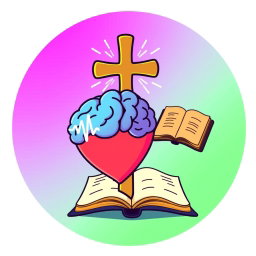 A vibrant and whimsical cartoon-style symbol representing freedom from anxiety with divine assistance