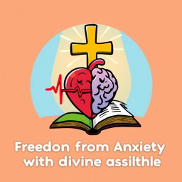 A vibrant and whimsical cartoon-style symbol representing freedom from anxiety with divine assistance