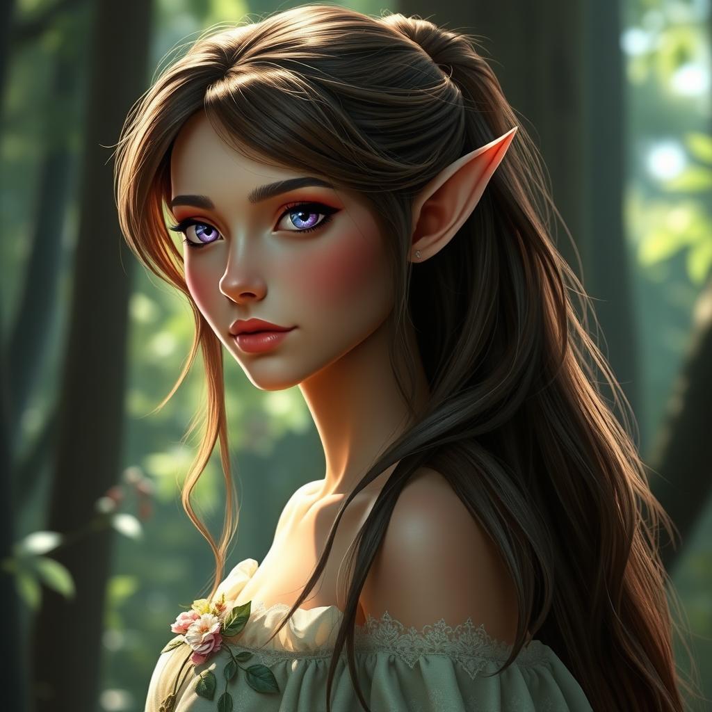 Enchanting Elf with Luminous Purple Eyes