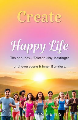 A colorful and vibrant book cover design for 'Create Your Happy Life: A Step-by-Step Guide to Success and Harmony'