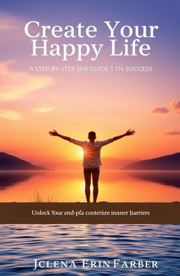 A vibrant and serene cover design for a self-help book titled "Create Your Happy Life: A Step-by-Step Guide to Success and Harmony"