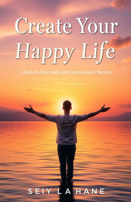 A vibrant and serene cover design for a self-help book titled "Create Your Happy Life: A Step-by-Step Guide to Success and Harmony"