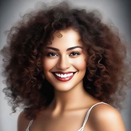 A high-quality digital art image of an attractive Latina woman with luscious curly hair