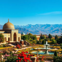A beautifully detailed and vibrant landscape of Iran, showcasing its rich cultural heritage